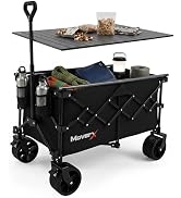 MoverX 120L Camping Trolley on Wheels, Table Folding Wagon, Portable Camping Cart, Foldable Troll...
