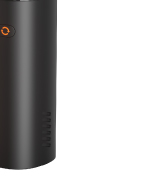 Sleek black cylindrical device shown in vertical position against neutral background.