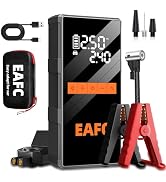Digital display car battery charger shown from multiple angles. Features red and black housing with LED screen displaying battery level indicators.