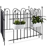 Relaxdays Goth Set of 4 Metal Garden Panels, Nostalgic Style, Yard Fence for Inserting, 33 x 56.5...