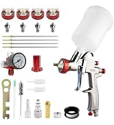 HVLP Air Spray Gun with 650ML Disposable Cups&Air Gauge, Car Paint Sprayer with 3 Nozzles 1.4/1.7...