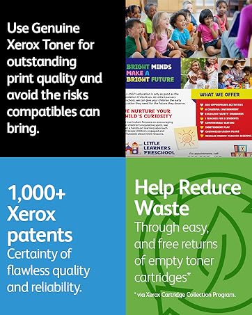 Text reads 'Printing That Sets You Apart', 'Stand out with exceptional print quality from Xerox printers and Genuine Xerox® Toner, designed to perform safely and support your sustainability goals.'