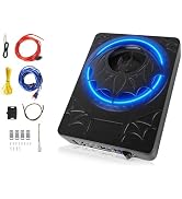 OiLiehu 8" Slim Under Seat Car Subwoofer with 600W Stereo Surround Sound, Built-in Audio Amplifie...