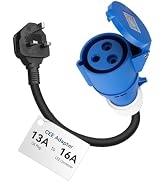 RamTouch Fly Lead Socket Converter (13A UK Plug to 16A Caravan Socket, 50cm, IP44, Max. 13A, 3G2....
