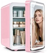 MoraRise Skincare & Makeup Mini Fridge, Cooler & Warmer with LED Mirror (White, 10L)
