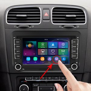 Series of car dashboard displays showing navigation system interface across multiple screens in a modern vehicle interior.