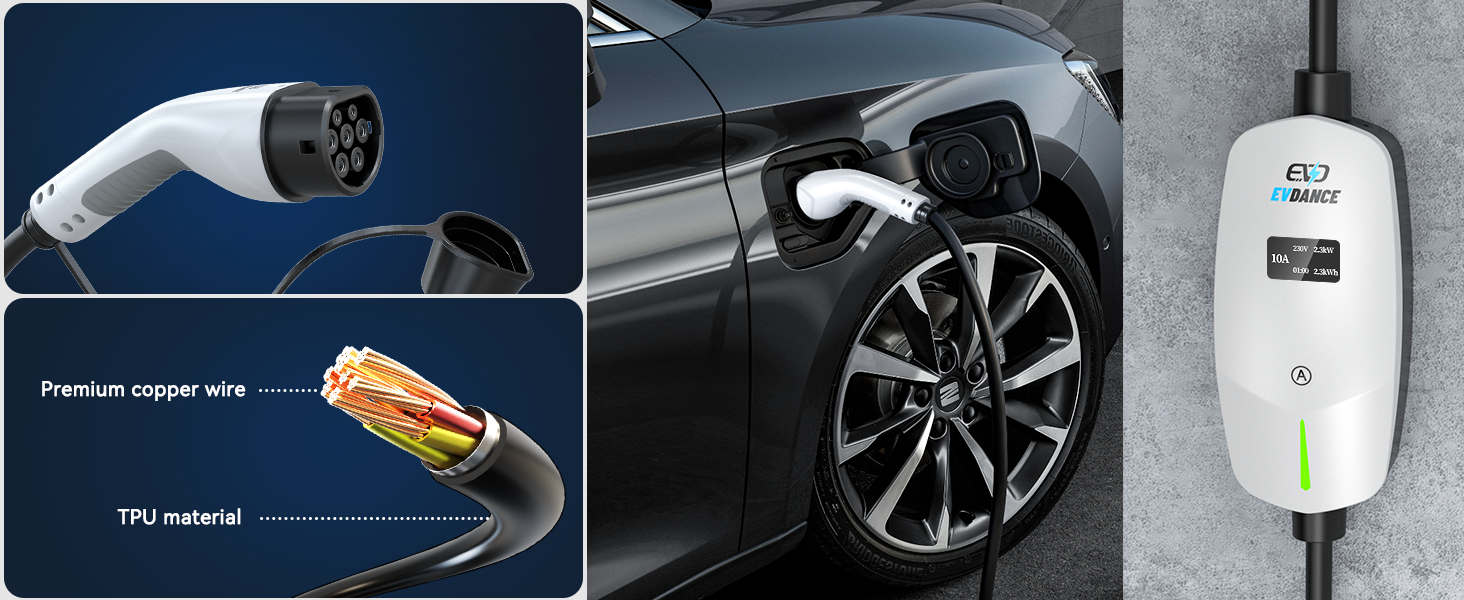 Series of product images showing automotive-related technology components including charging devices and wheel-related elements against dark blue backgrounds.
