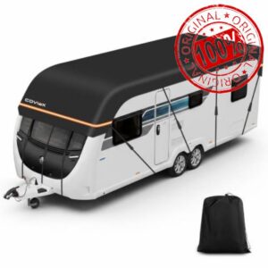 Caravan Cover Roof 420D Oxford Fabric PU-Coated Waterproof 5000mm Caravan Top Cover for Motorhome & RV with 12 Adjustable Straps and Widened Hooks