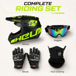 Full Face Dirt Bike Helmet Set with Goggles