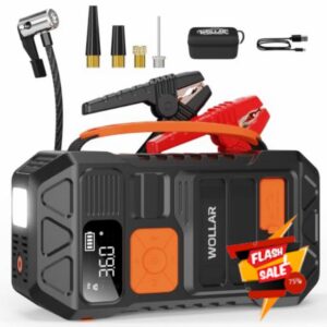 4000A Jump Starter Power Pack with Dual-Cylinder Air Compressor - 5-in-1 Car Battery Jumper Starter