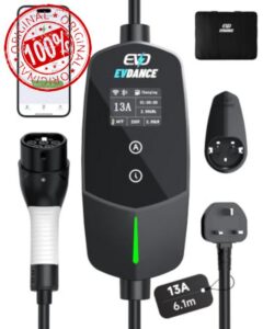 EVDANCE EV Charger 3 Pin Plug with App for Electric and Hybrid Vehicles                                                          6.1m