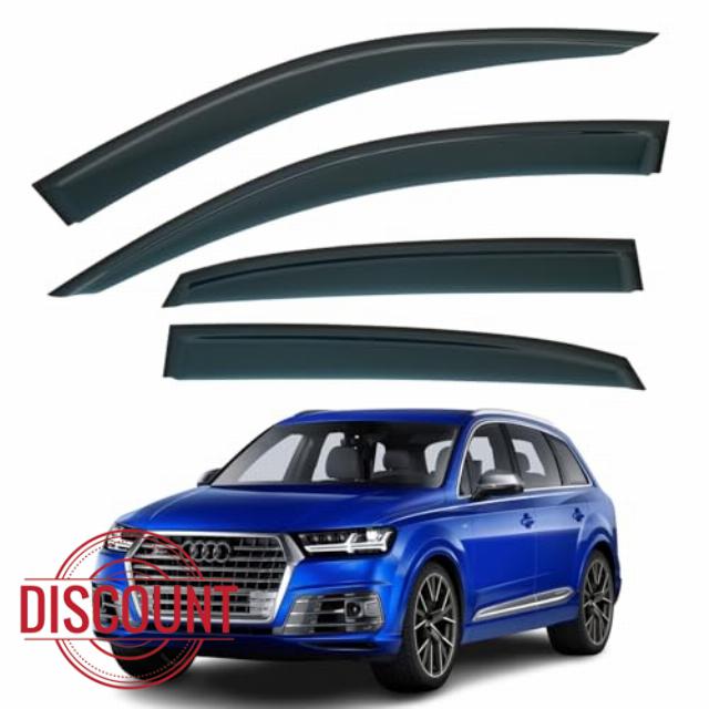 Set Of 4 STICK-ON Wind & Rain Deflectors For AUDI Q7 2016 2017 2018 2019 2020 2021 2022 2023 2024 2025 2026 Models. SQ7 Rain Guards