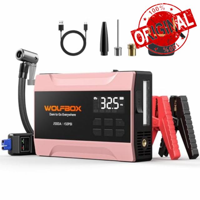 WOLFBOX 2000A Jump Starter Power Pack with Air Compressor