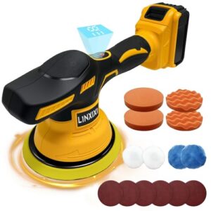 6 inch Buffer Polishing Set 8-Speed Battery Orbital Polisher with 14pcs Accessories for Polishing/Waxing/Scratch Removing(Battery Not Included)