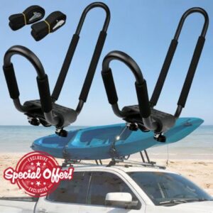 1 Pair Universal Kayak Rack Canoe Car Racks Set Roof Top Mount Carrier with 2 StrapsKayak Roof Rack