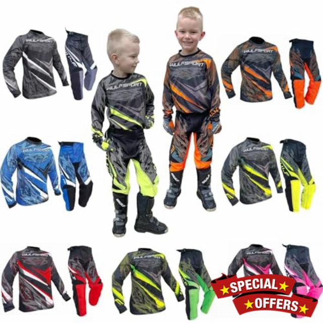 Kids MX Race Suit WULFSPORT New Junior Motocross Quad Off Road Jersey Trouser Set Motorbike Motorcycle Atv Dirt Bike Sports Racing Ki
