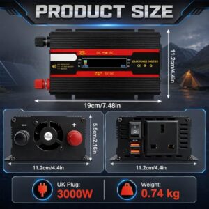 HOVCEH UK AC Sockets Inverter 12V to 240V