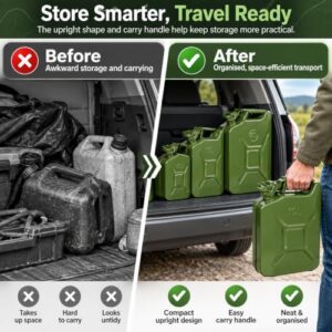 Portable Metal Fuel Can for Car Garage Workshop Outdoor Use