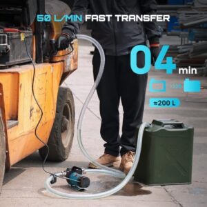 12V Fuel Transfer Pump for Diesel Kerosene 50L/min Electric Portable Transfer Pump with Filter
