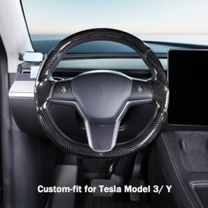 Carbon Fiber Steering Wheel Cover for Tesla Model 3/Y Accessories