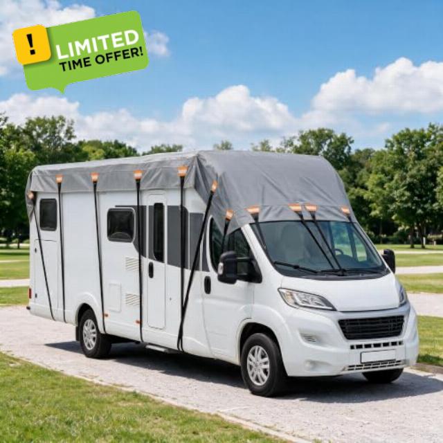 LiveGo Heavy Duty Caravan Covers Waterproof RV Roof Cover – UV Resistant Motorhome Cover with Reflective Strips for Campervans