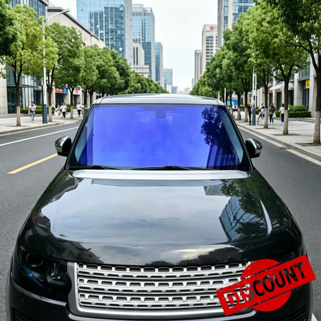 Car Tinted Window Film 100x300cm VLT 80% Blue Windscreen Tint                                                          99% UV Block 75% Heat Rejection Anti-Glare Tinting Privacy Car Window Tints