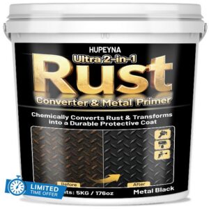 Hupeyna 2 in 1 Rust Converter & Metal Primer (5KG / 176oz)                                                          Black Rust Inhibitor Paint for Metal