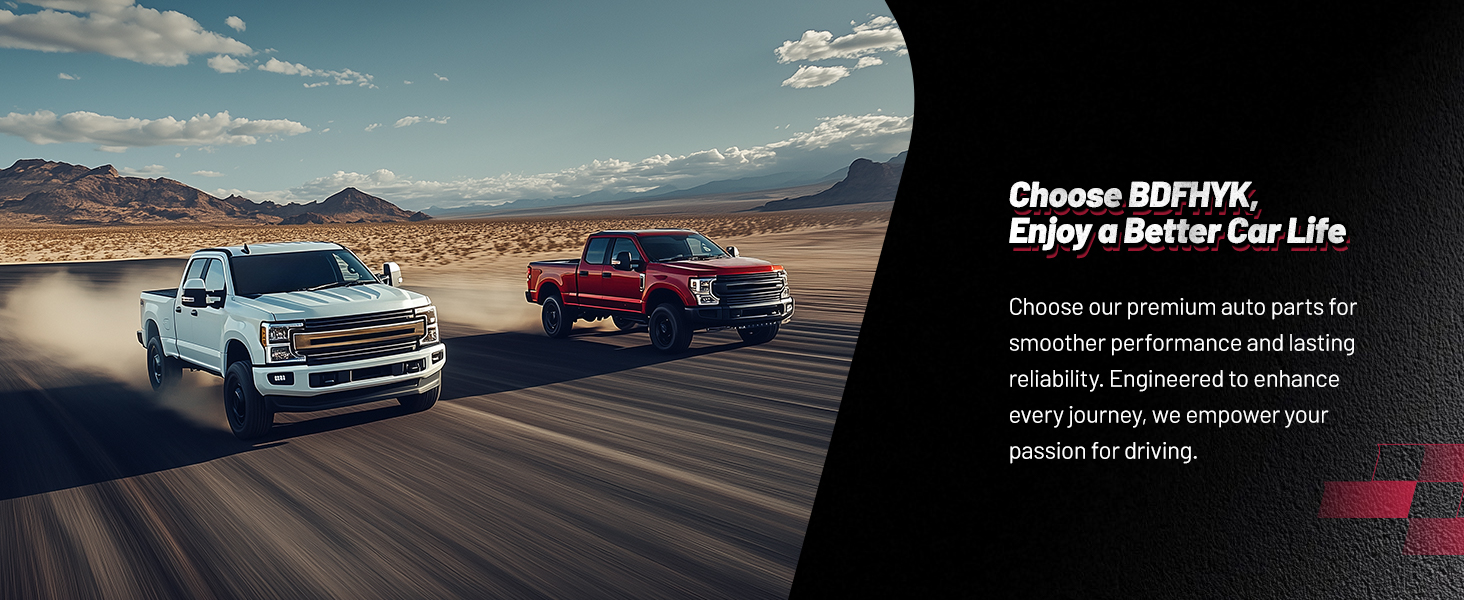 Text reads 'Choose BDFRYK, Enjoy a Better Car Life'. Three classic cars driving on desert highway with mountains in background.