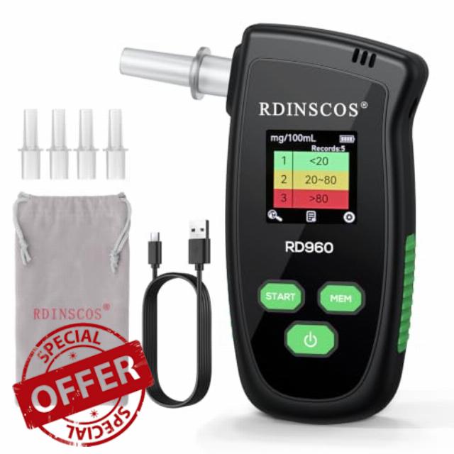 RDINSCOS Digital Breathalyzer Portable BAC Alcohol Tester