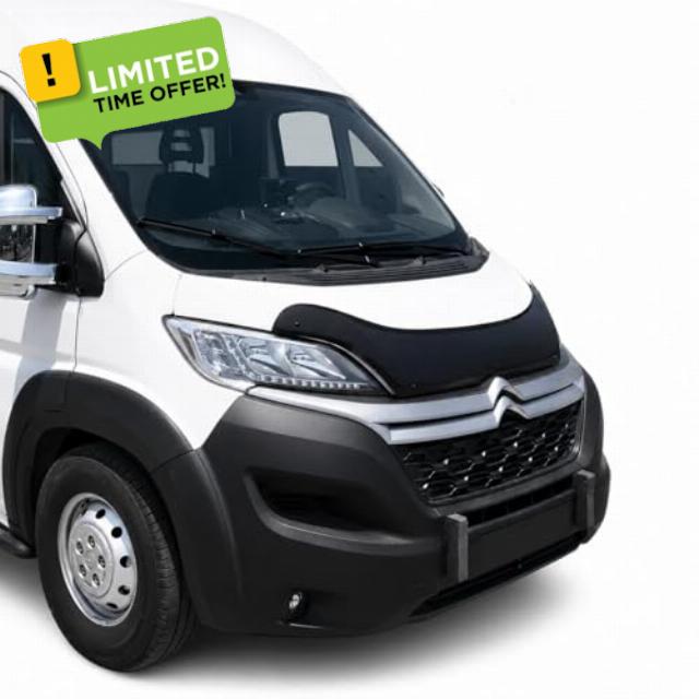 Compatible FOR CITROEN RELAY GLOSS BLACK BONNET WIND STONE DEFLECTOR PROTECTOR NOT BONNET BRA 2014 ONWARDS