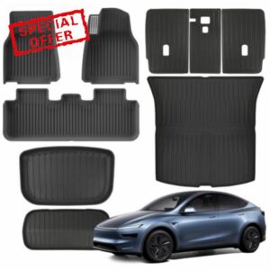 TPE Floor Mats fit for Tesla Model Y Juniper 2026 2025 All Weather TPE Cargo Liner Cargo Trunk Accessories and Cargo Trunk Mats Front Rear Cargo Mat Full Se