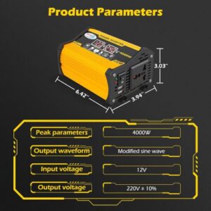 2 USB Ports                                                          Car Inverter with LCD Screen Display