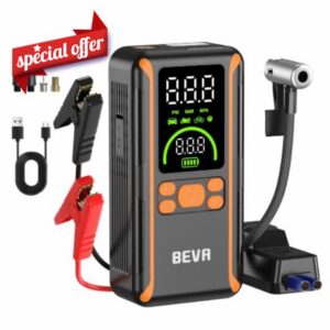 Jump Starter Power Pack with Air Compressor with Smart Safety Clamps 12V Car Battery Booster