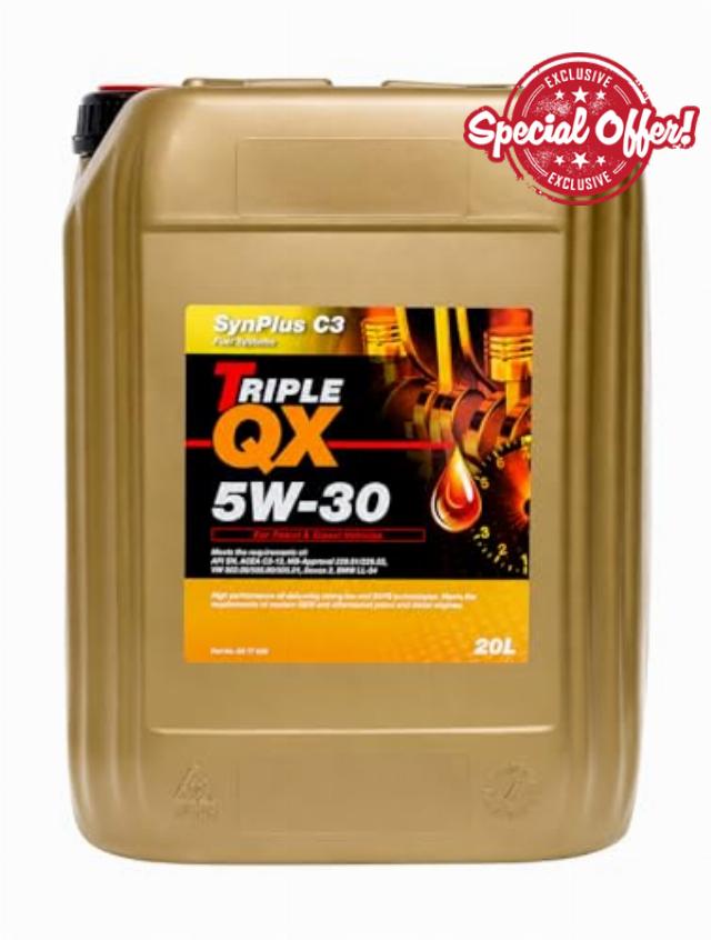 Triple QX 5W30 C3 SynPlus 20L 5W-30 Fully Synthetic Car Engine Oil 20 LITRE For Petrol And Diesel Engines