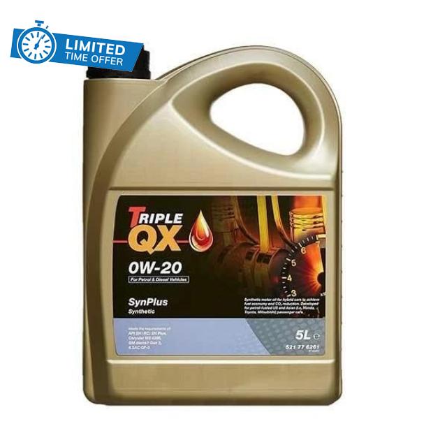 Triple QX SynPlus Car Engine Oil 5 Litre 0W20 Fully Synthetic Triple QX TQX 0W-20 For Petrol & Diesel Engines