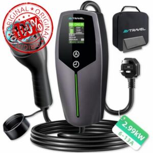 EV Charger Type 2 to 3 Pin Plug UK Electric Car Charger 10M 3KW 6-13A Current Adjustable Electric Vehicle Charger with LED Display