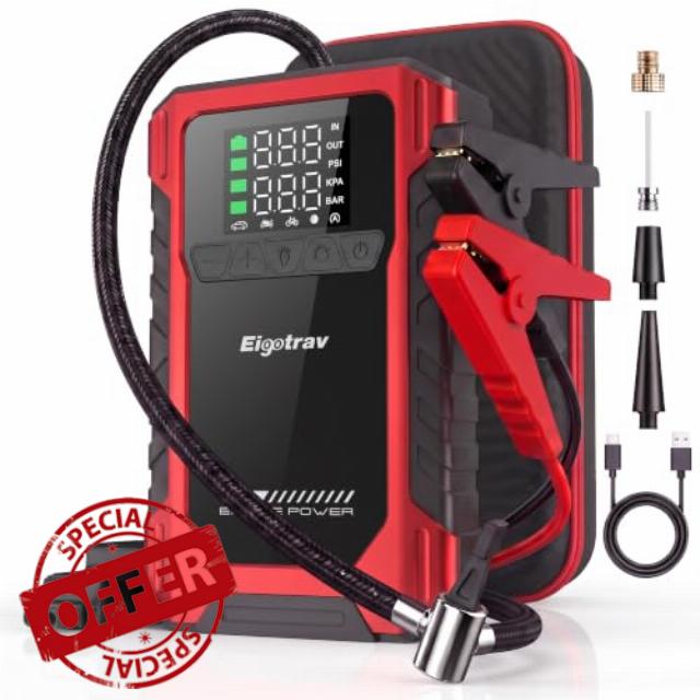 9000A Jump Starter Power Pack U2 Max with 150PSI Compressor