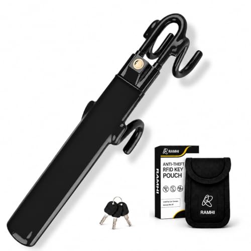 Universal Fit| Car Steering Wheel Lock Includes RFID Keyless Car Key Signal Blocker Pouch