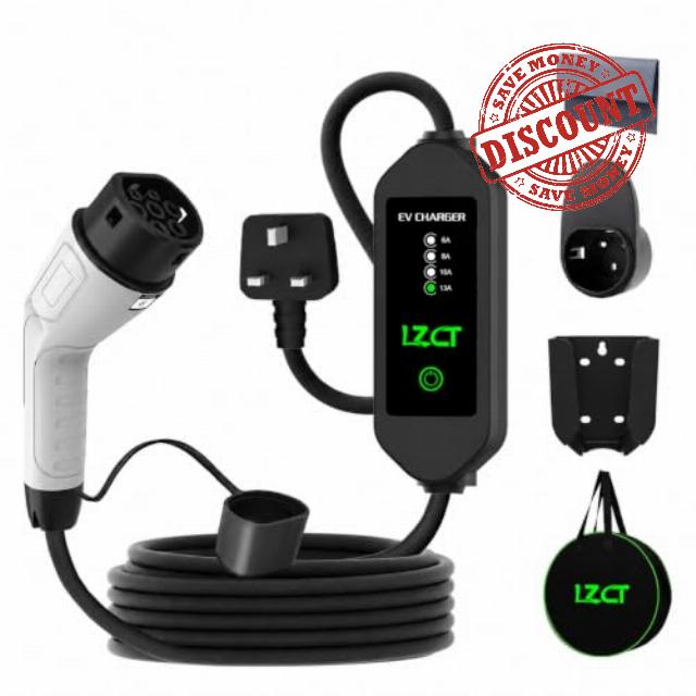 Type 2 EV Charger 3 Pin UK Plug 6M
