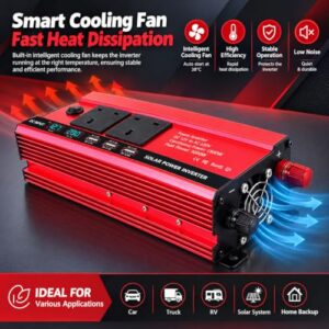 Camping Car Power Inverter with 2 AC Sockets and 4 USB Ports