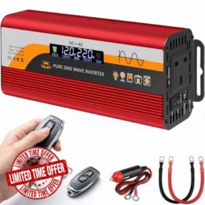 2000W Pure Sine Wave Inverter 12V/24V to 220V — Power Inverter with LCD Display & Remote Switch
