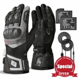 RIDEIRON Heated Motorcycle Gloves 3000mAh Touchscreen MG7501H                                                          Fingertip heating