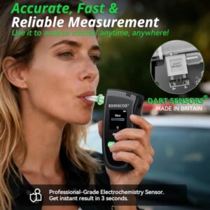 5 Mouthpieces                                                          Rechargeable Alcohol Breathalyzer Sensor Portable Detector High-Accuracy