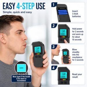 3-colour LED alerts and breath error promp