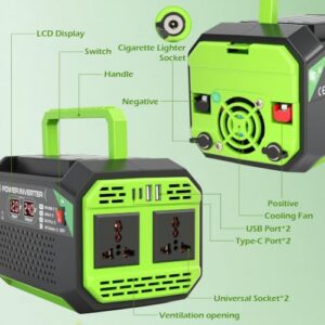 2 USB & 2 Type-C PortsCar Inverter with LCD Screen Display