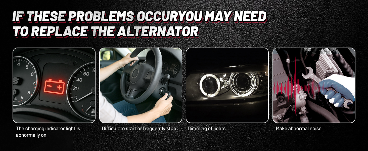 Text reads labels including 'Rotor Cover', 'Water', 'Bearing', 'Shaft', 'Pulley', and 'Stator'. Technical cross-section diagram showing automotive alternator components in metallic finish with labeled parts against dark background.