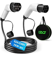LZCT Type 2 EV Charging Cable 32A 7KW, Mode 3 Type 2 to Type 2 EV Charger Cable, 230V 1 Phase 8M ...