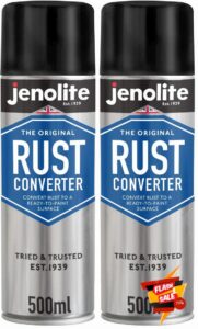 JENOLITE Rust Converter Spray 2 x 500ml                                                          Fast-acting epoxy rust treatment - converts rust to a stable ready-to-paint surface on any metal