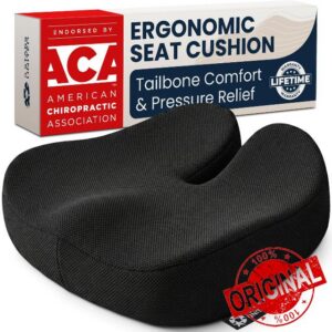 5 STARS UNITED Seat Cushion - Memory Foam Chair Cushion for Tailbone Pain Relief - Ergonomic Support for Coccyx