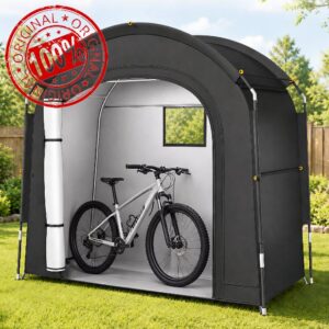 Bike Tent for Outside Storage – Waterproof 210D Oxford for 1–2 Bikes                                                          Anti-UV Garden Storage Tent with Ventilation Window Ground Pegs and Carry Bag for Motorcycle Garden Tools Lawn Mowe